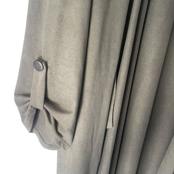 Gilli Size Large Green Faux Suede Open Front Duster Long Cardigan Top - Picture 4 of 8